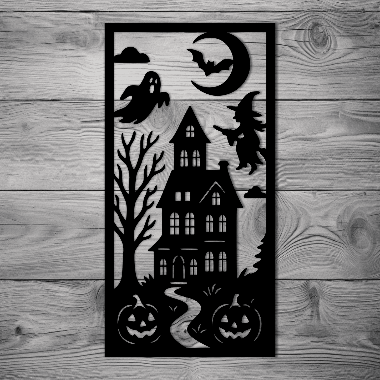 Haunted house panel SVG DXF PNG for wall décor