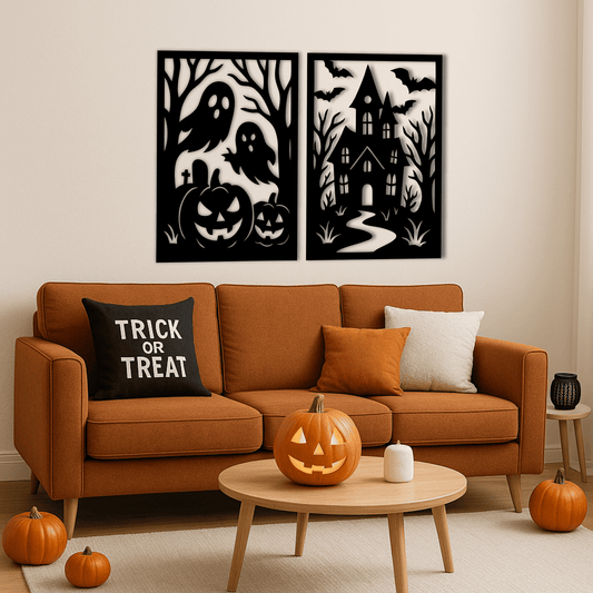 Haunted house and witch SVG DXF PNG for Glowforge