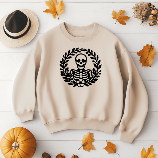 Skeleton wreath PNG for party decorations or sublimation projects