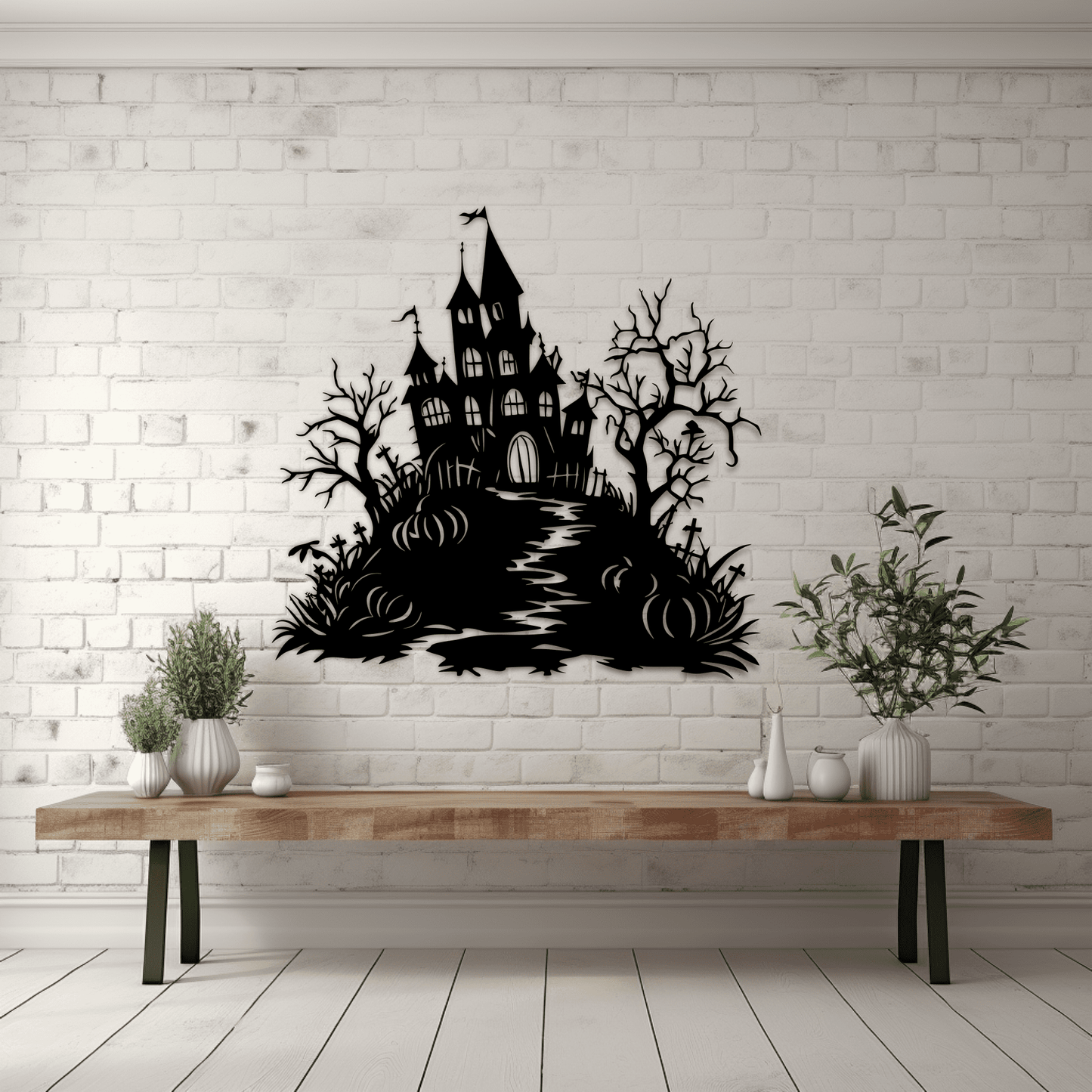 Halloween Castle SVG, DXF for Cricut & Glowforge, Halloween metal decor DIY