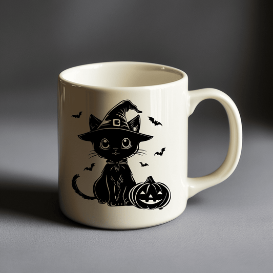 Spooky Halloween: Cat and Pumpkin SVG for Cricut, Halloween Mug Design