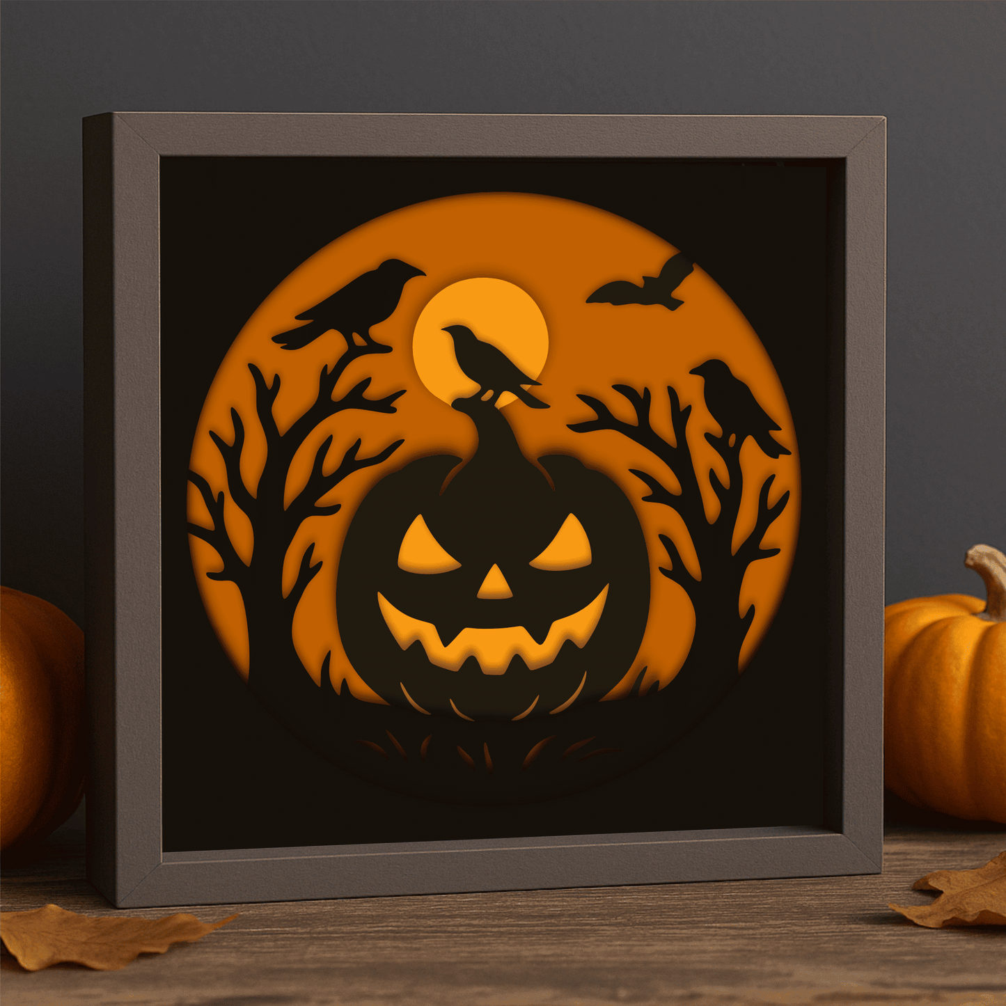 Jack-o’-lantern Halloween shadow box layered SVG DXF PDF EPS