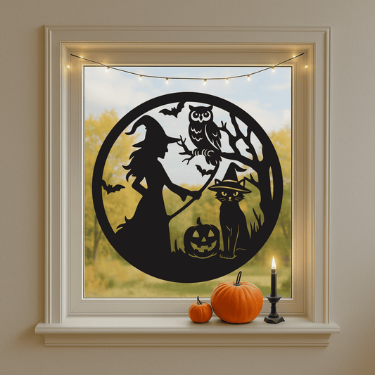 Spooky witch flying on broom DXF for Cricut and Silhouette