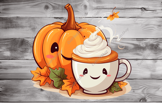 Halloween shopper png design, happy pumpkin with coffee png, halloween coffee cup, sublimation png, halloween for t shirt, jpeg halloween