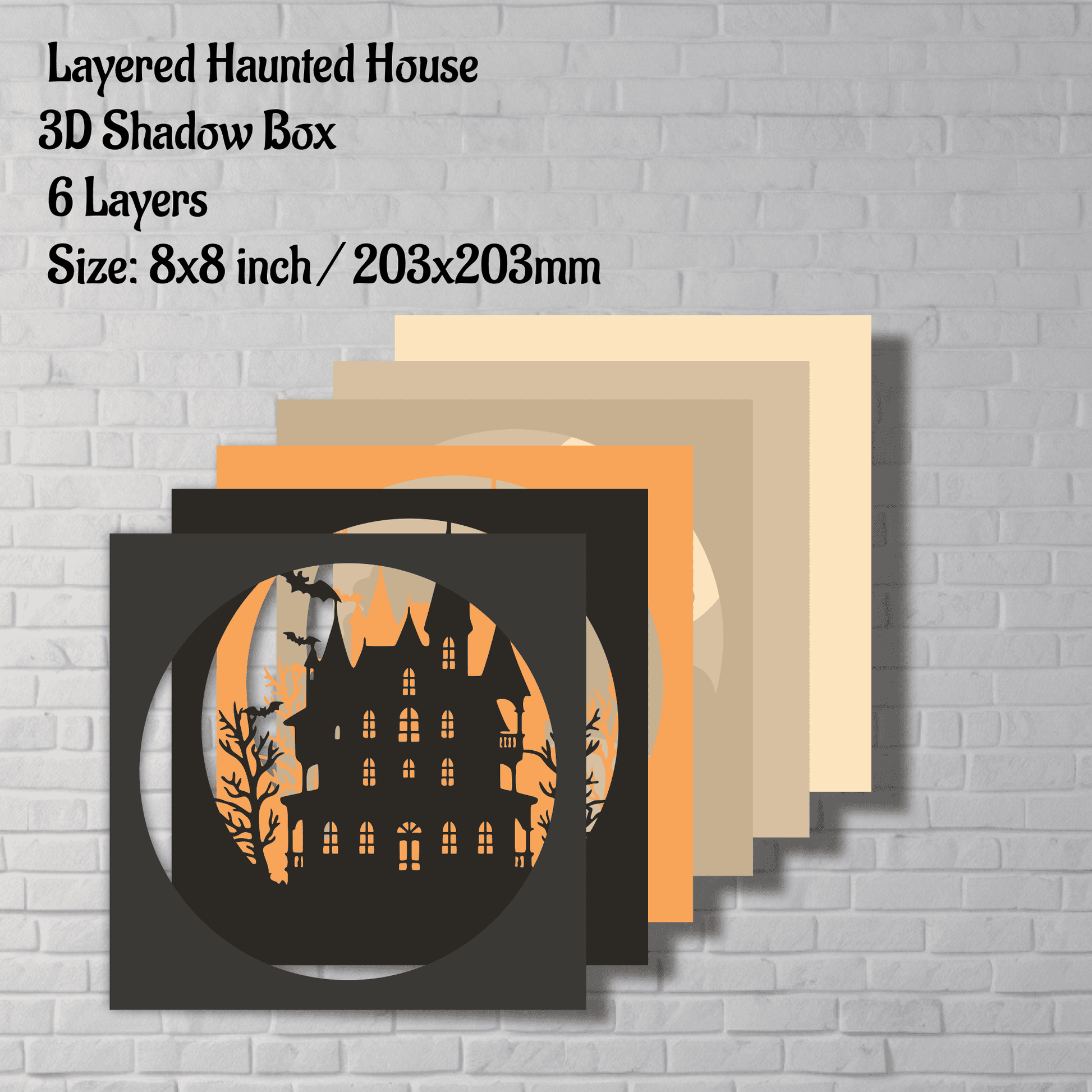 Layered Haunted House Shadow Box SVG, 3D Halloween Papercut Template, DIY Home Decor Cricut Silhouette, Instant Download
