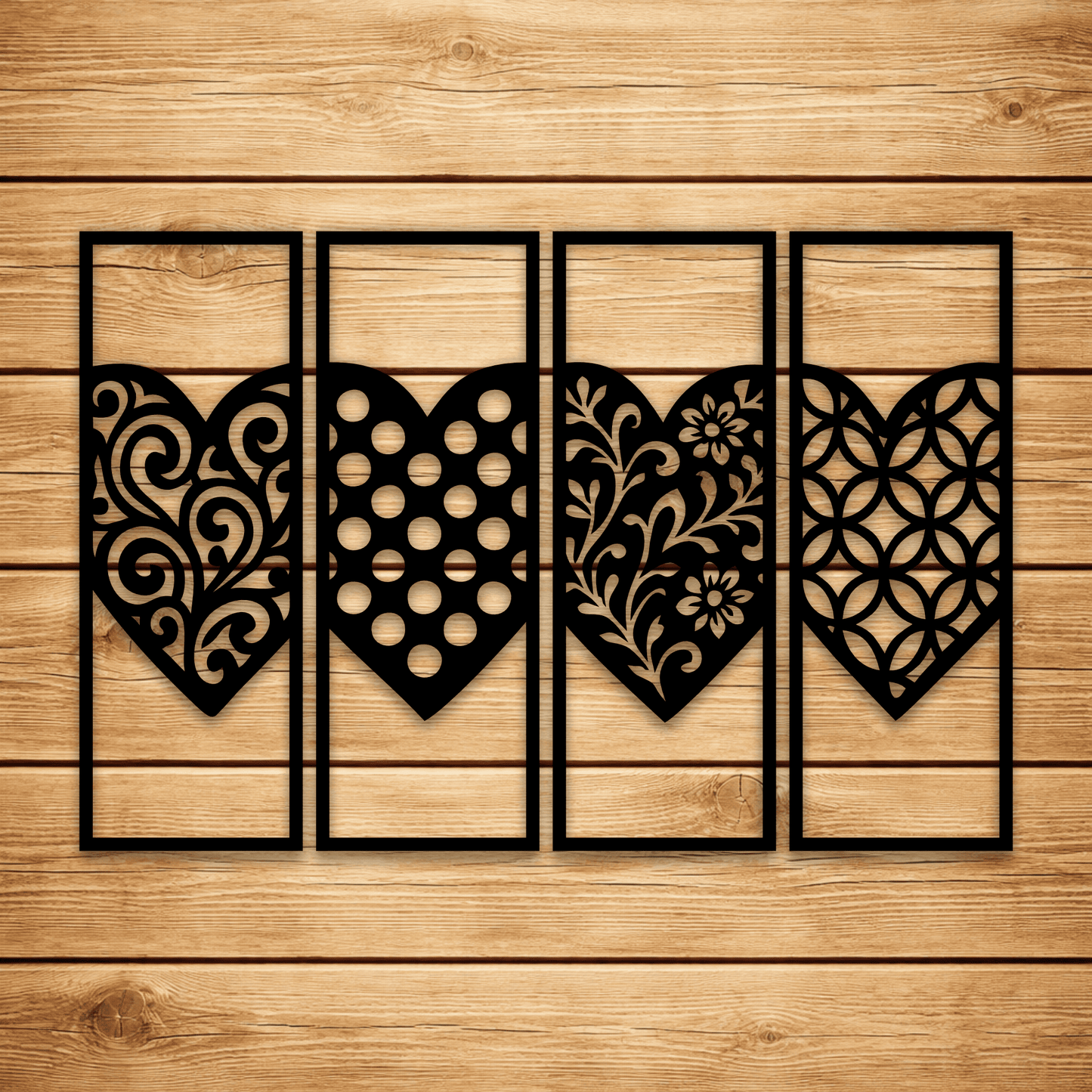 Romantic heart panel SVG PNG for CNC metal wall decor
