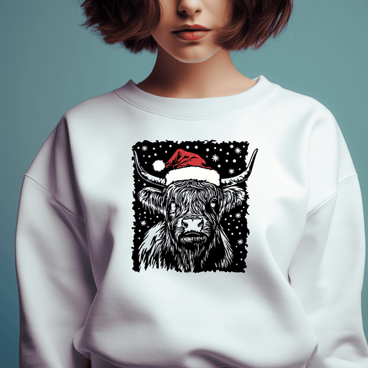 Highland Cow Christmas SVG, PNG & DXF for Cutting Machines - Cricut, Silhouette, Glowforge & CNC, T-Shirt Sublimation Design, Farm Lover Svg, Trendy DXF files