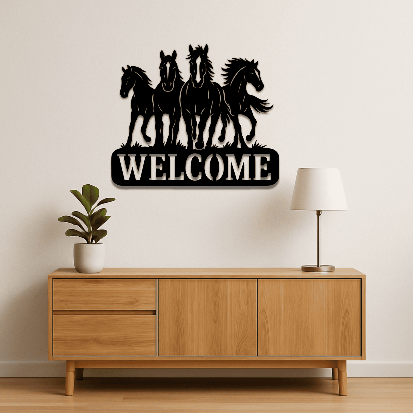 Running horses welcome sign SVG PNG for CNC projects