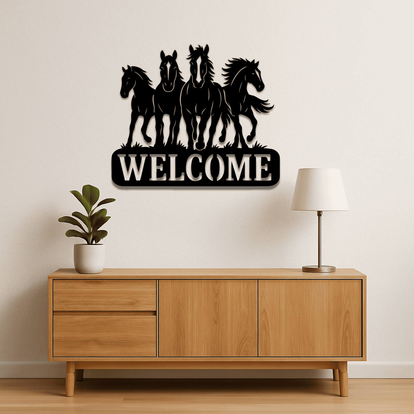 Running horses welcome sign SVG PNG for CNC projects