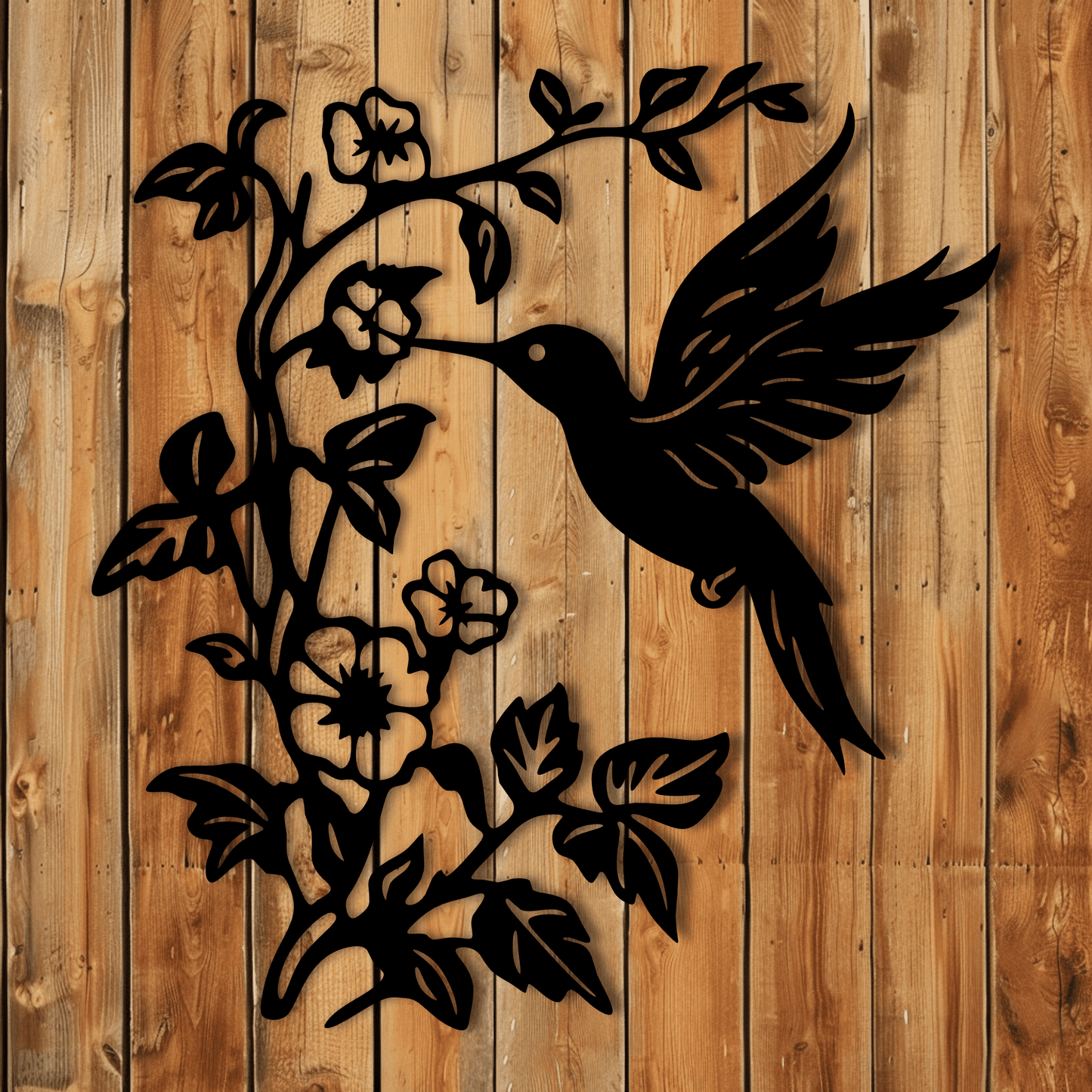 Hummingbird with flowers CNC plasma cut design