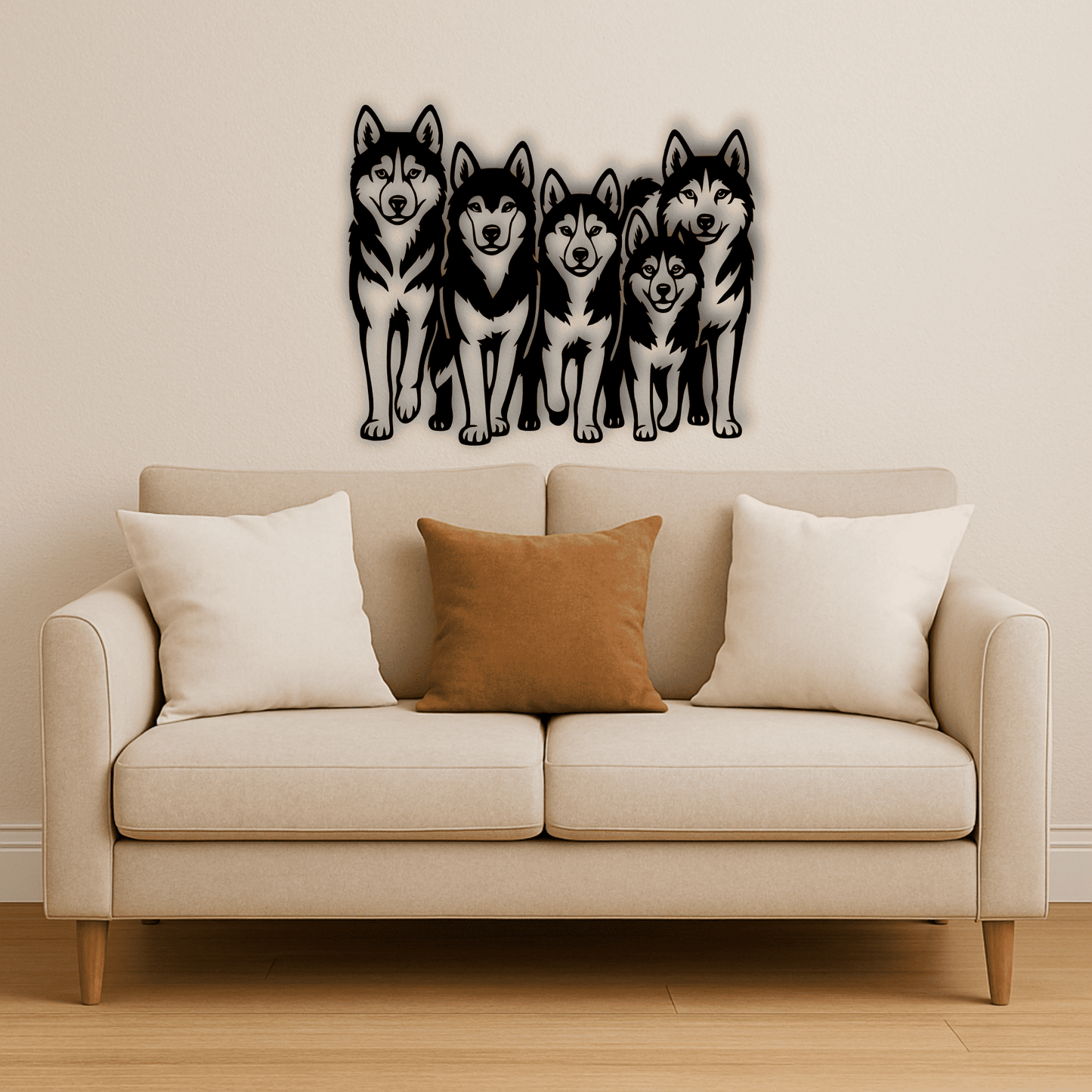 Group of wolves vector cut file