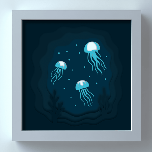 Ocean scene layered paper cutting design for Cricut and Glowforge