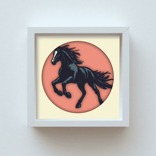 Jumping Horse Multilayer Design: SVG for Shadow Box & Crafts