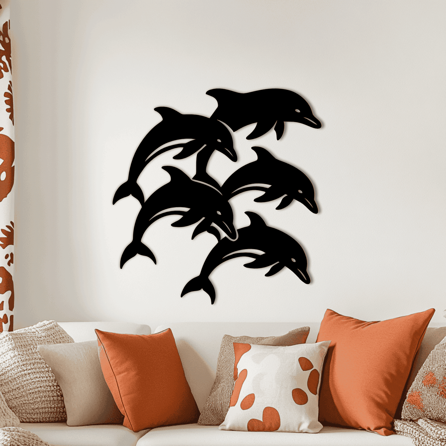 Ocean dolphin metal wall decor silhouette