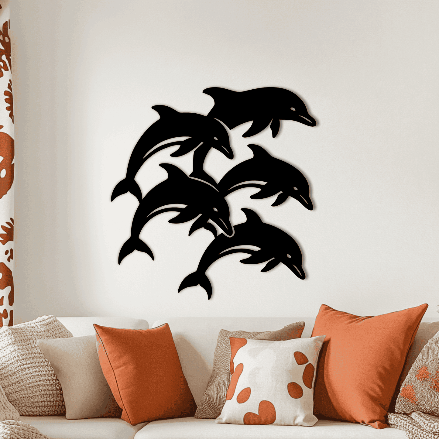 Ocean dolphin metal wall decor silhouette