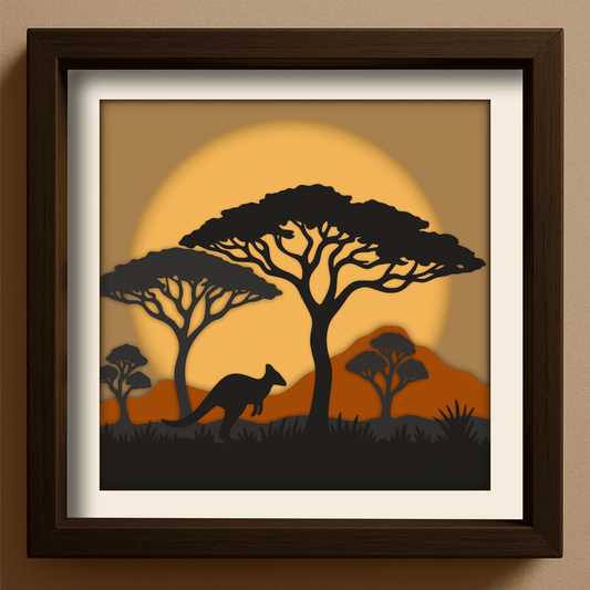 africa sunset multilayer svg with acacia trees