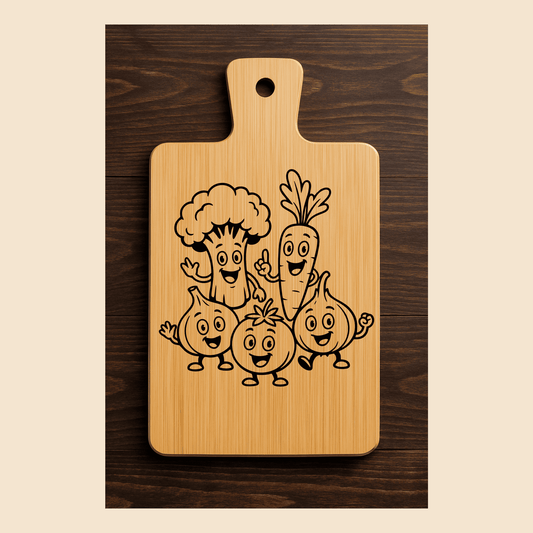 Funny vegetable design for kitchen engraving