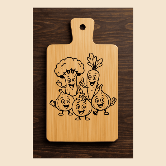 Funny vegetable design for kitchen engraving