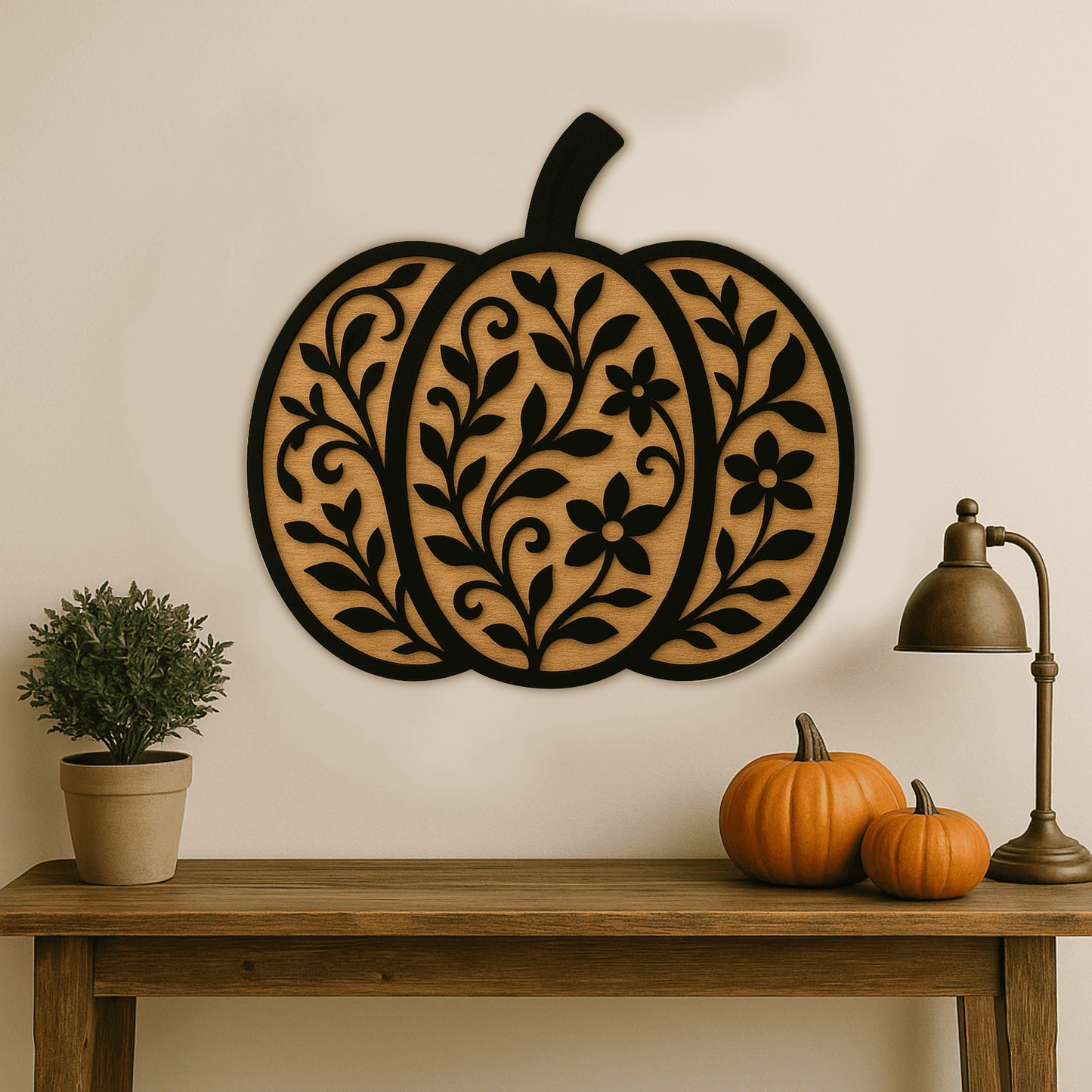 CNC laser pumpkin cut file with flowers