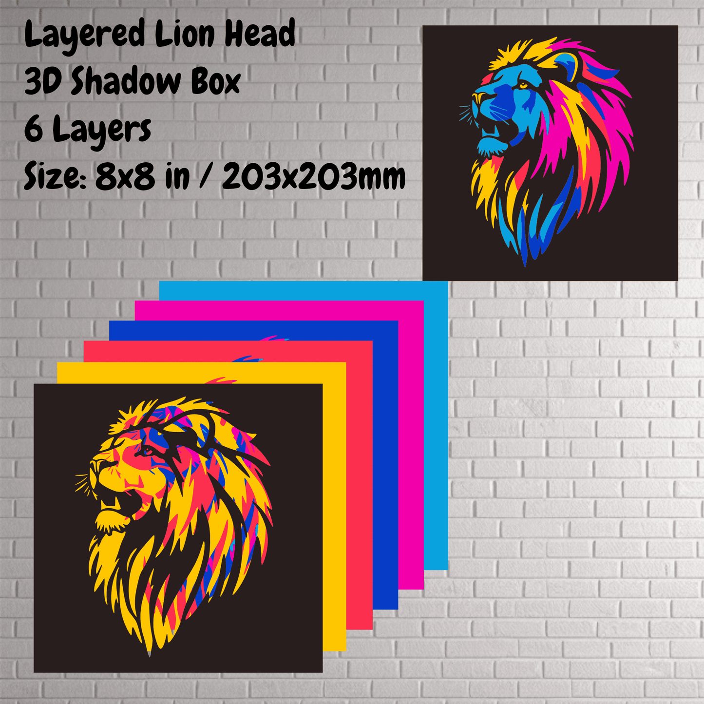 Colorful lion multilayer light box SVG for Glowforge