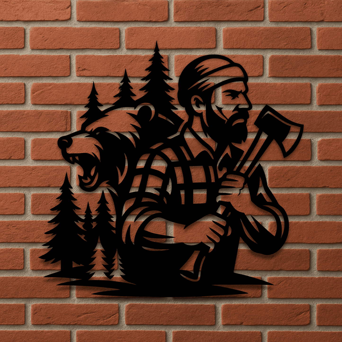Lumberjack forest scene SVG DXF PNG for plasma cutting