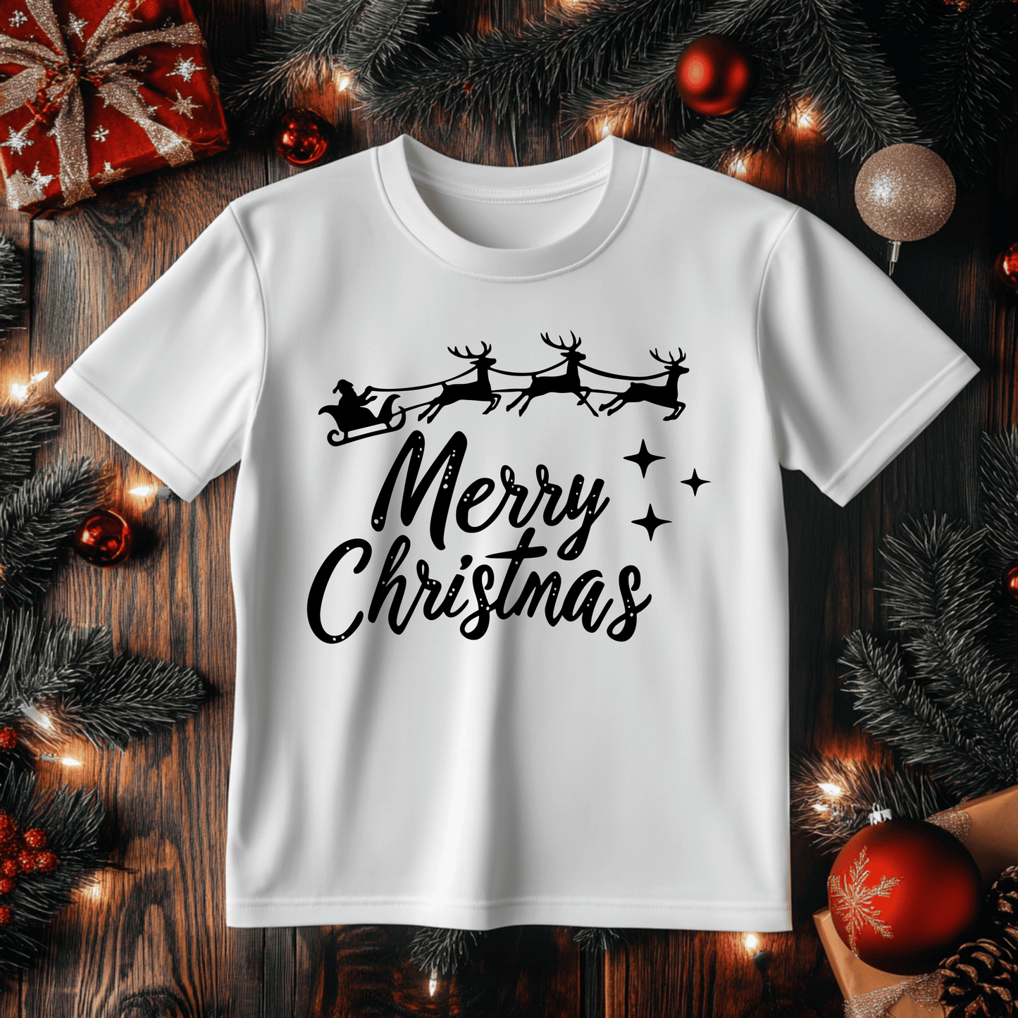 SVG Merry Christmas Sign and Santa Sleigh for Cricut & Silhouette, DXF for CNC, DIY T-Shirt Design & Christmas Decoration