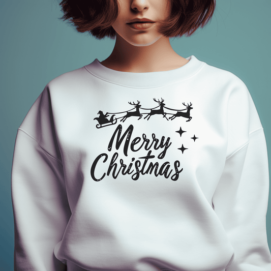 Merry Christmas Sign SVG & Santa Sleigh Cut Files for Cricut & Silhouette, DXF for CNC, T-Shirt Design & Holiday Decor, Christmas Gift