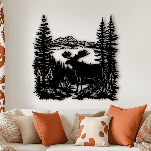 Moose and Nature Scene – DXF for Plasma, SVG for DIY Wall Art