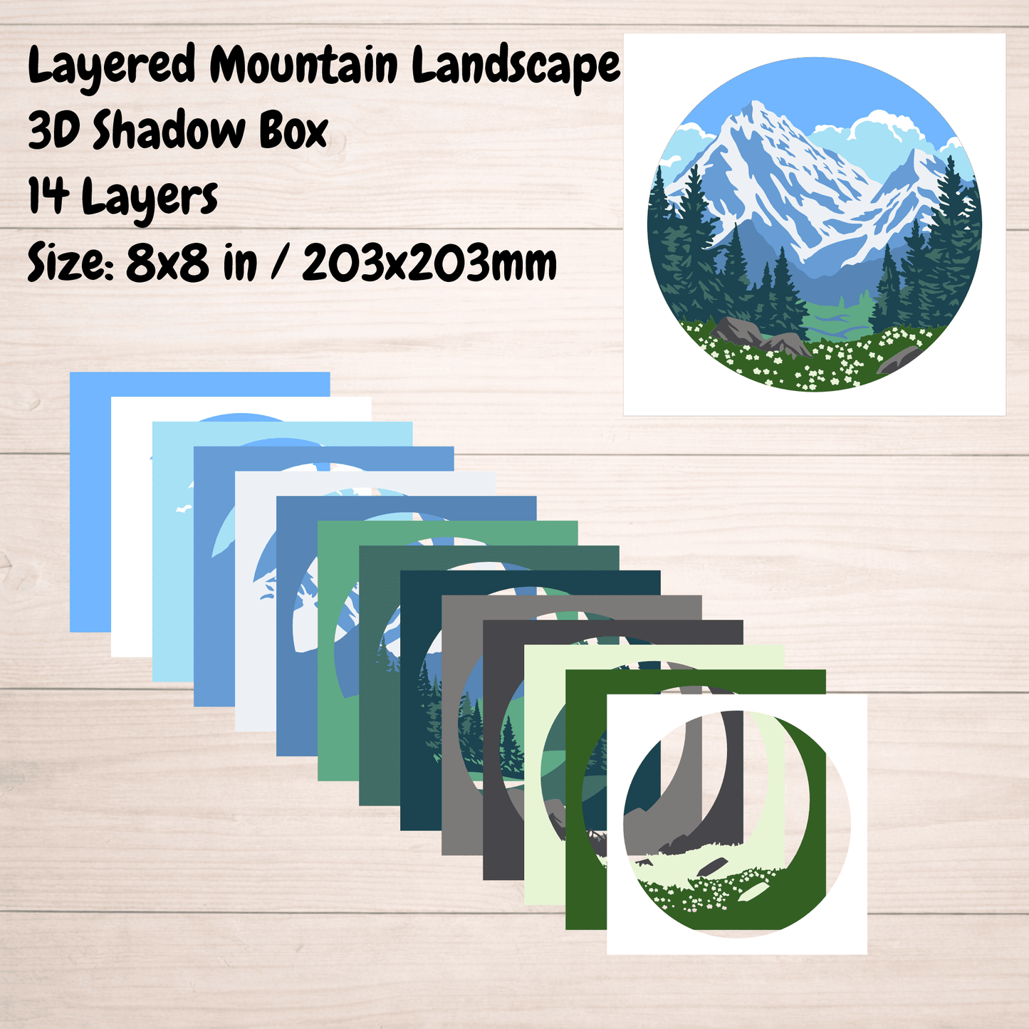 layered paper cut mountain landscape svg