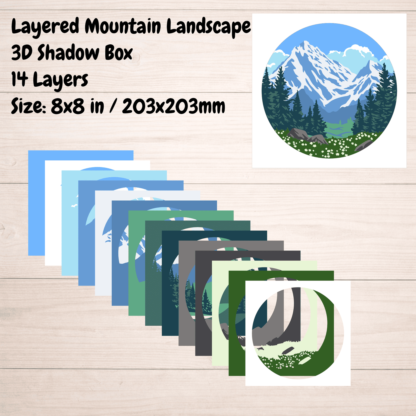 layered paper cut mountain landscape svg