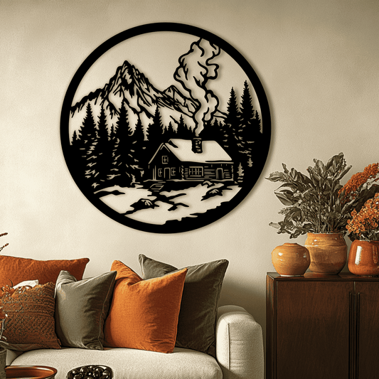 Mountain Cabin DXF for Laser Cutting, SVG for Vinyl Crafts and Wall Decor