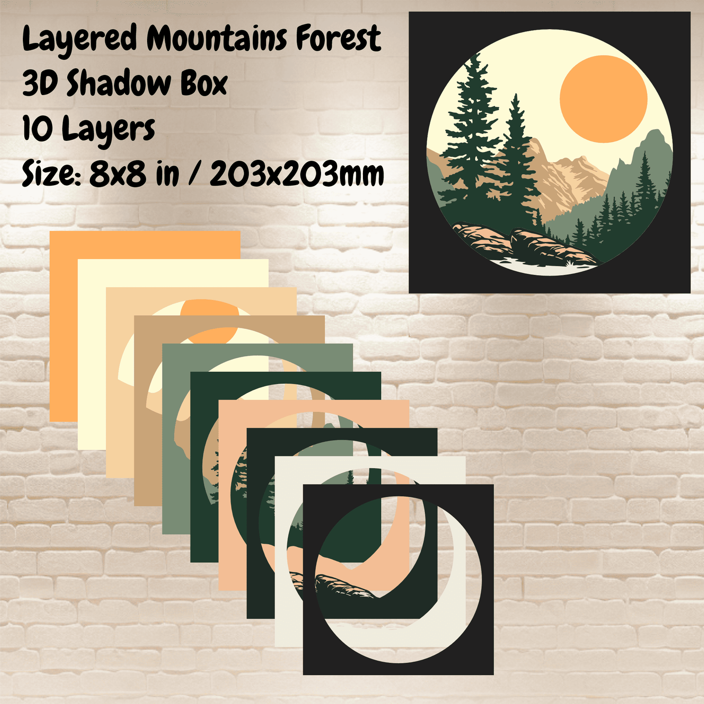 multilayer forest svg for laser cutting