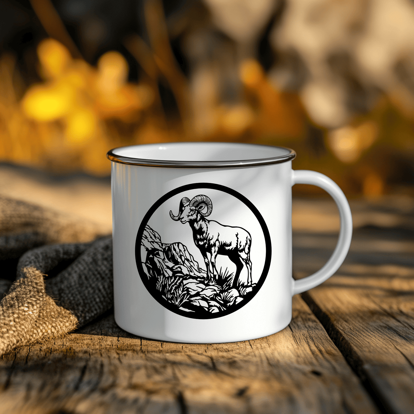 Mountain Goat DXF for CNC, Camping Mug design