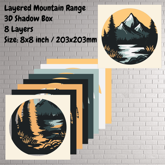 3D Mountain Range SVG Bundle for Cricut | DXF for CNC, Silhouette, Paper craft Art