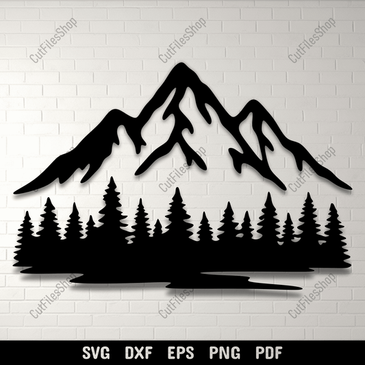 Pine forest with hills DXF design
