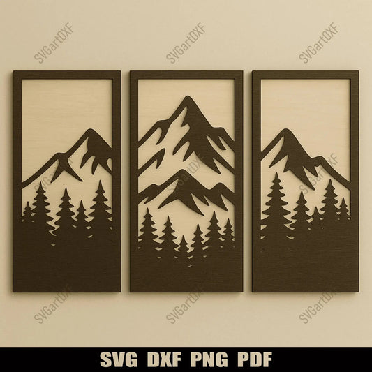 laser cut mountain forest design