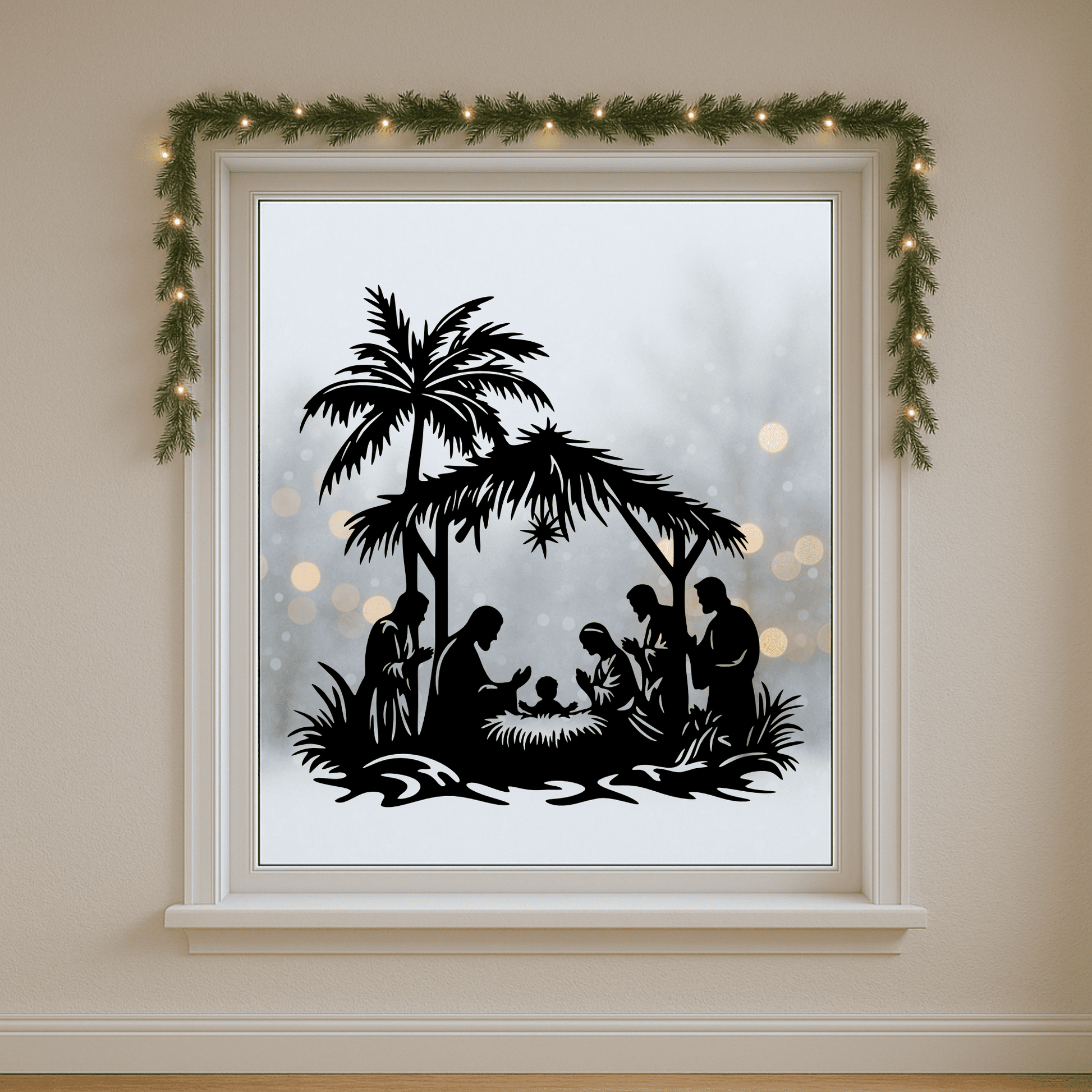 Bethlehem star and stable silhouette – Christmas SVG for crafts