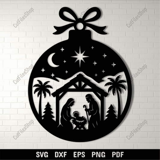 Nativity ornament SVG bauble cutting file for Cricut and Silhouette