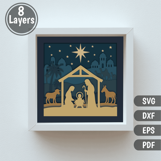 Holy Family layered paper craft template for Cricut and Glowforge