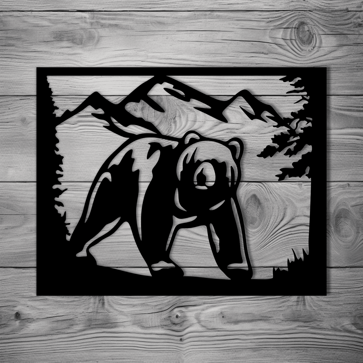 Bear Panel Vector Cut Files in DXF for CNC & laser cutting, SVG for Cricut & vinyl crafts.