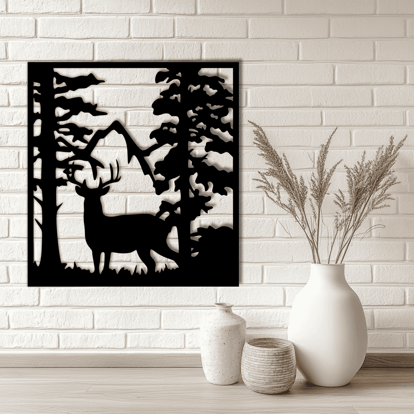 Deer Panel with Forest Vector Cut Files, DXF for CNC & Laser, SVG for Cricut & Silhouette