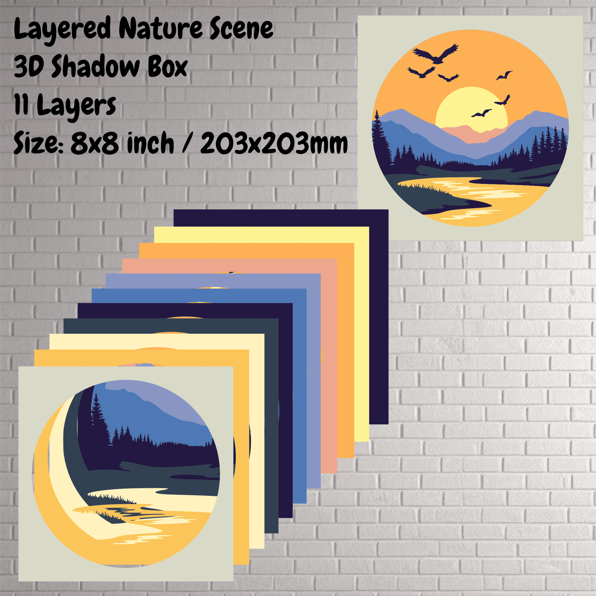 Multilayer Nature Scene SVG Files – 3D Art for Shadow Box Projects