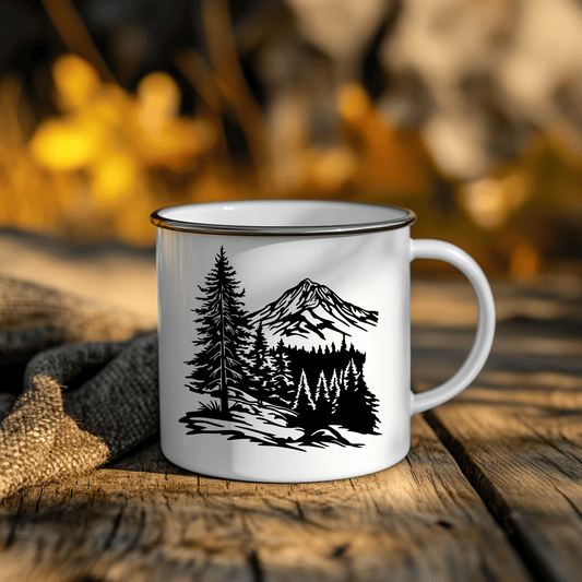 Mountains SVG & Nature DXF for DIY Wall Art and Sublimation Designs, DIY Camping mug