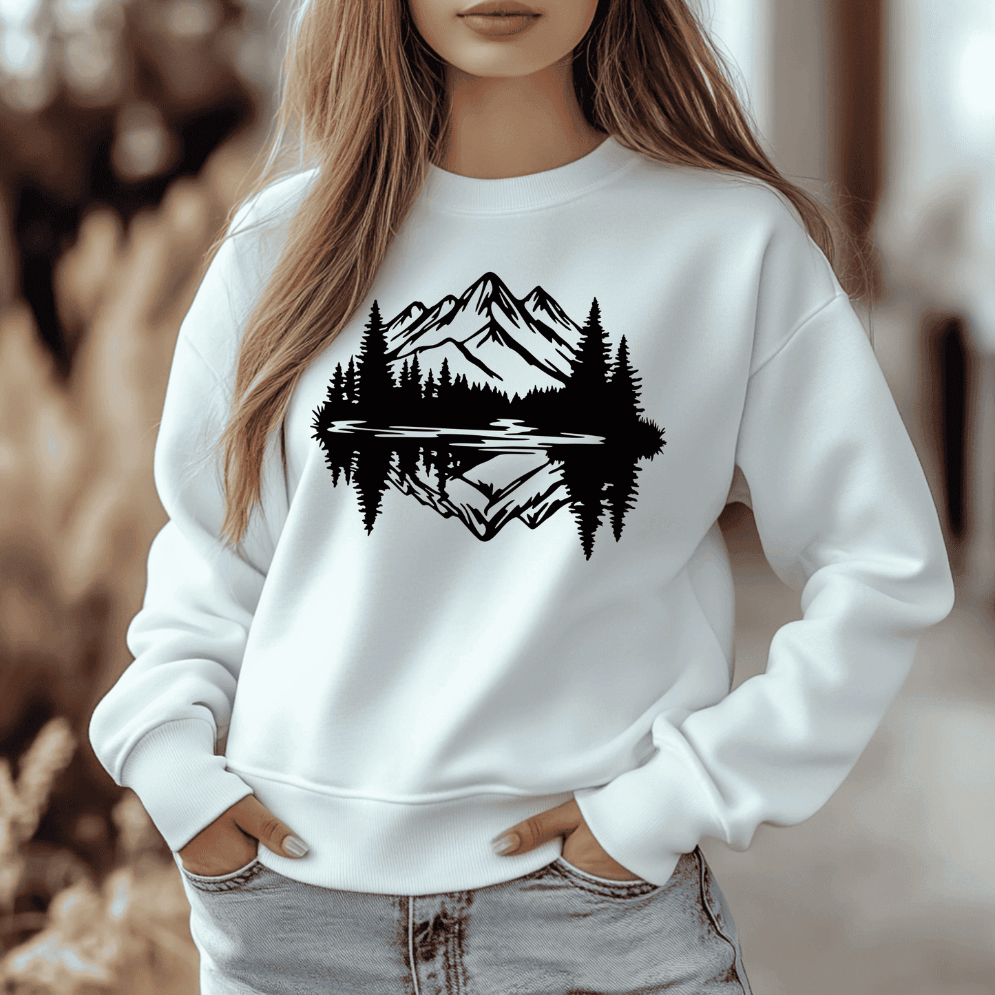 Nature Scenes DXF for CNC Laser Cutting, Mountains SVG for Cricut Projects, Sweatshirt design svg