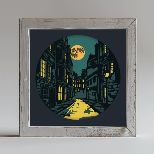 3D Shadow Box Night Street Svg Template for Cricut, Silhouette