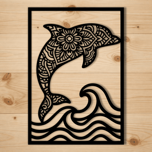 Mandala dolphin ocean SVG DXF for xTool, Silhouette and laser projects