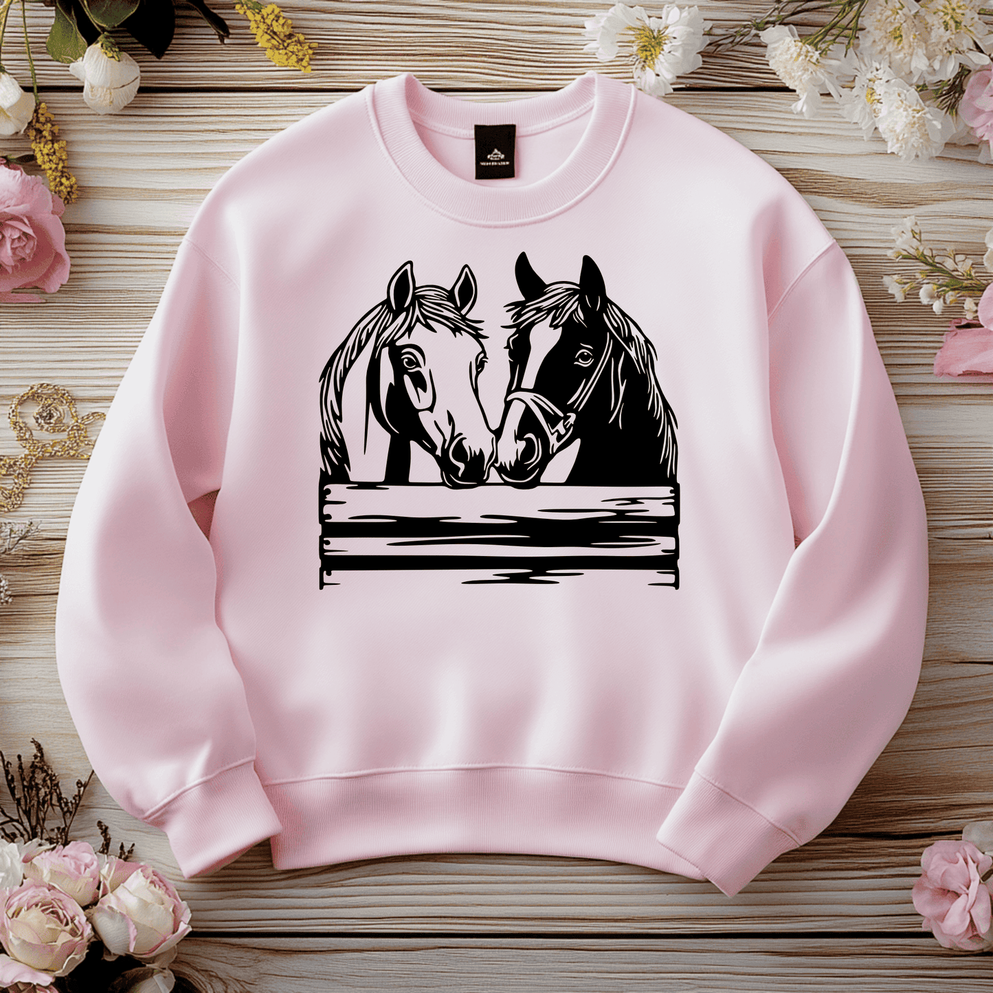 DIY Sweatshirt print: Peeking Horses SVG & DXF for CNC, Cricut, Sublimation, DTF print