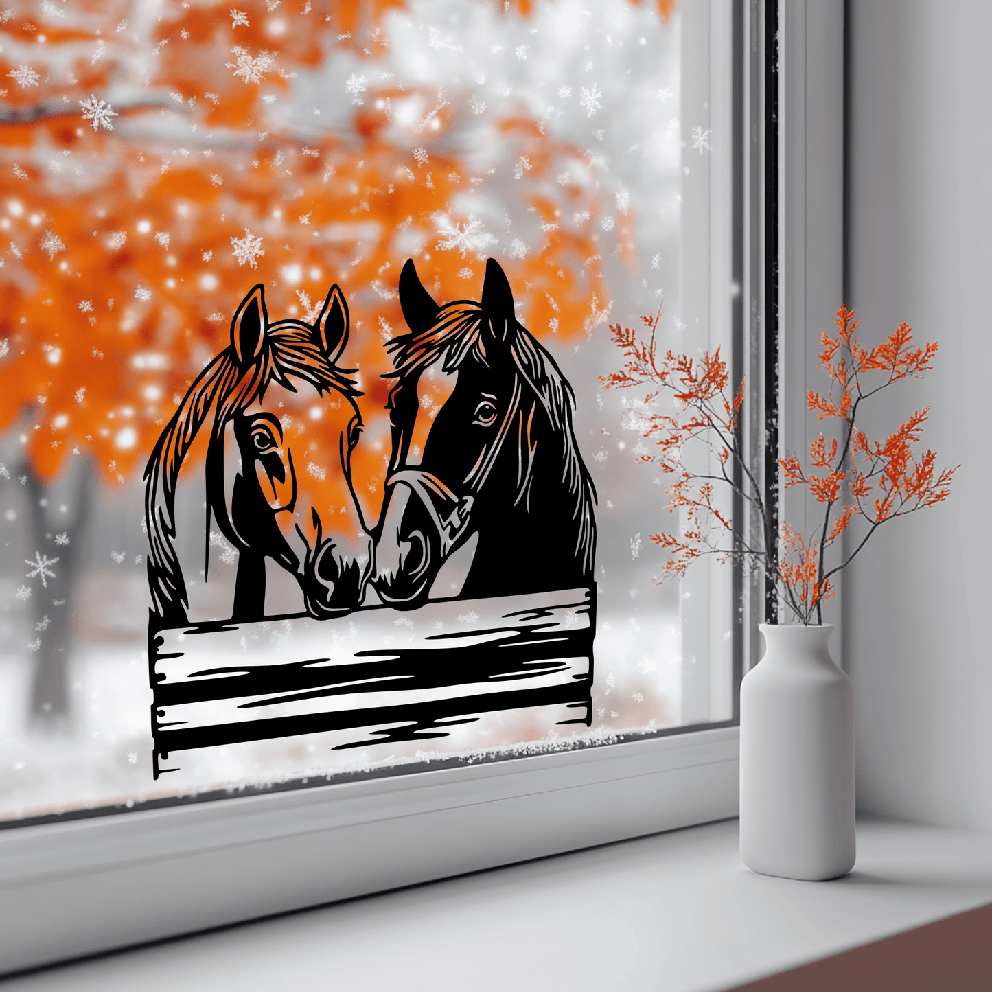 Peeking Horses DXF for CNC & Laser Cutting, DIY Vinyl decal for Window