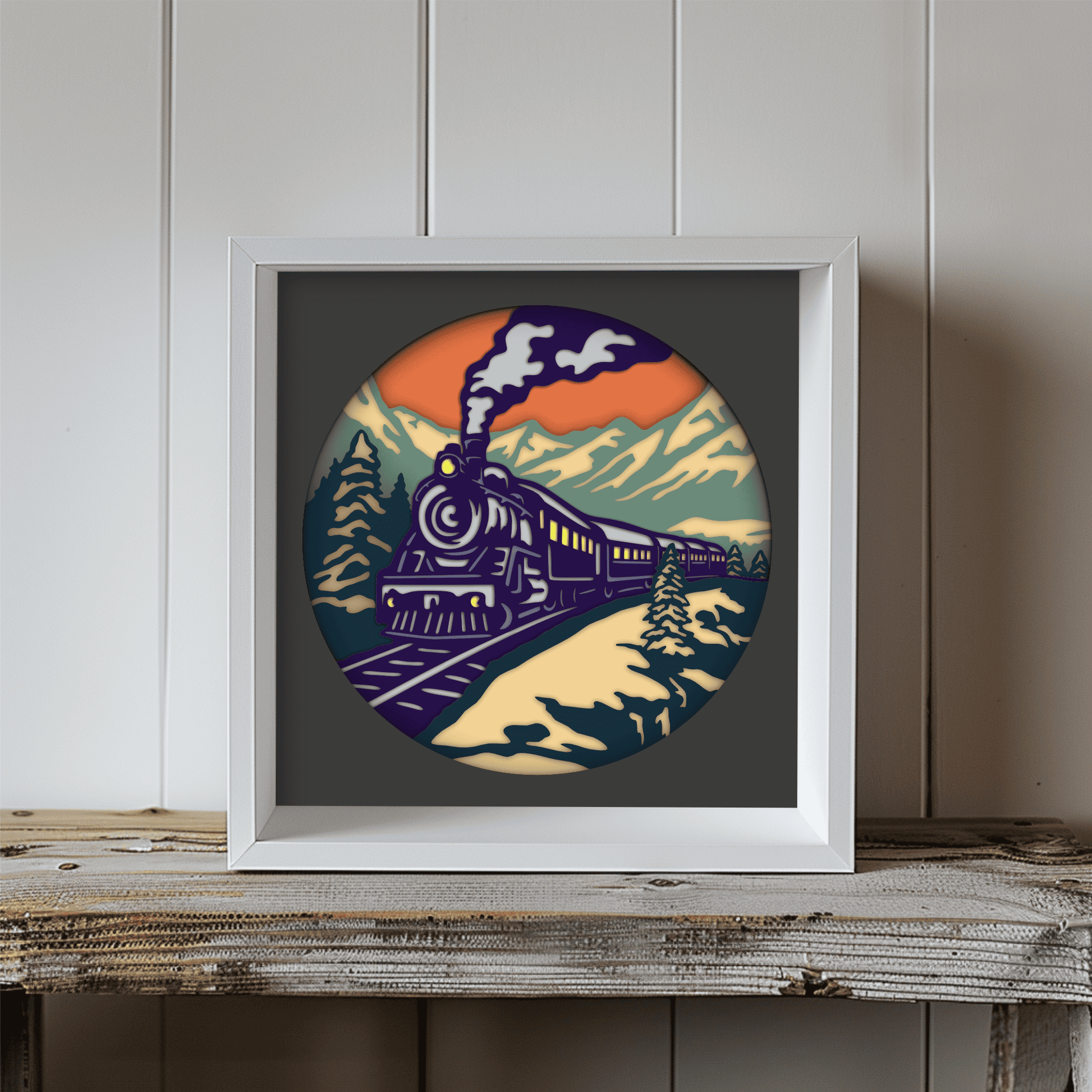 Polar Express 3D Shadow Box SVG, Silhouette Cut Files, CNC DXF, DIY Home Decor