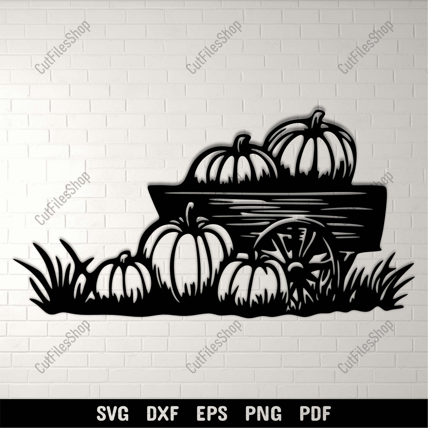 Pumpkin cart SVG fall harvest cutting file for Cricut
